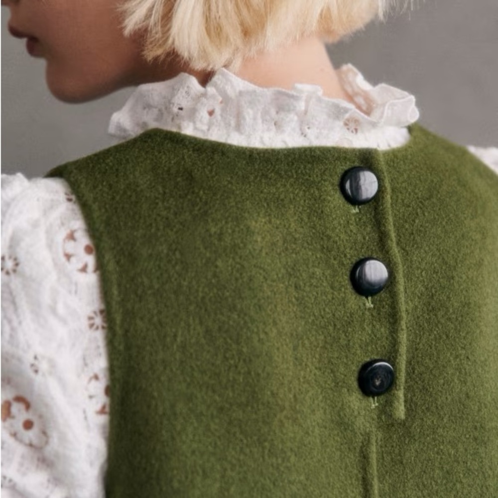 Sezane Olive Green Wool Dress